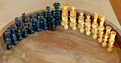 Vintage French Regency Pattern Wood Chess Set 3 5/8'' King non-weighted