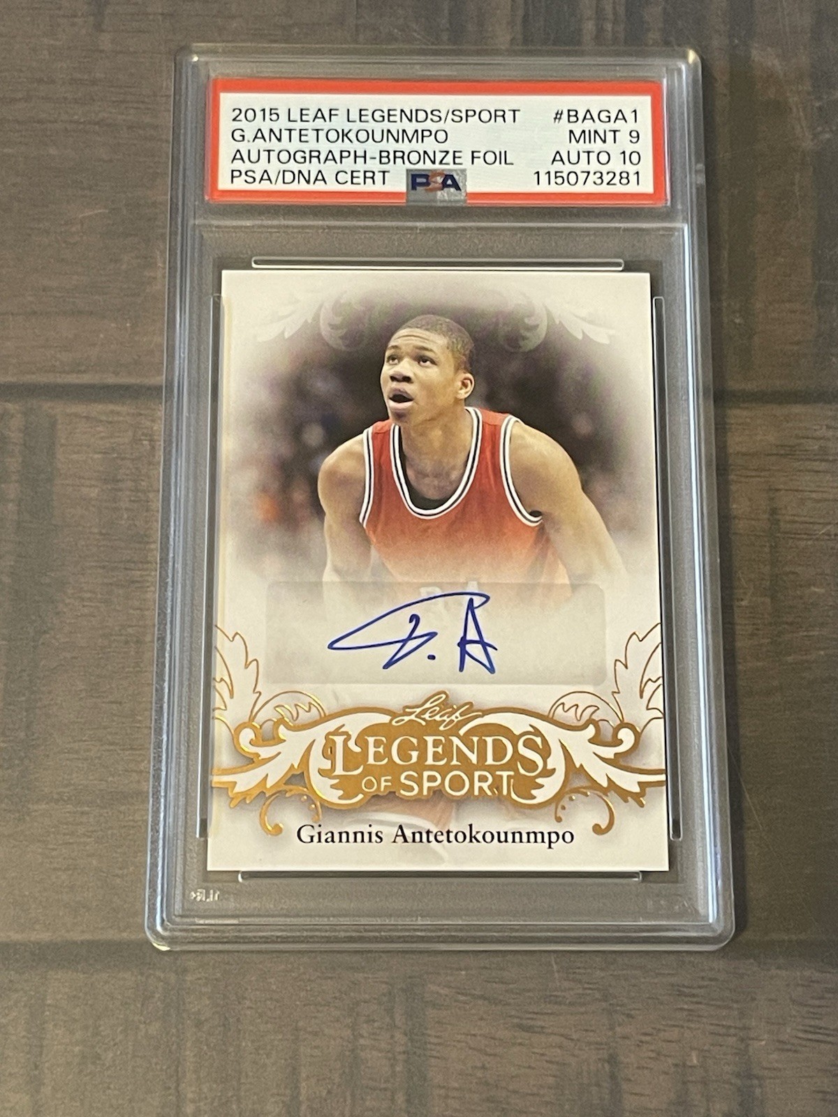 2015 Leaf Legends of Sport Auto Bronze Giannis Antetokounmpo • PSA /DNA • POP 1