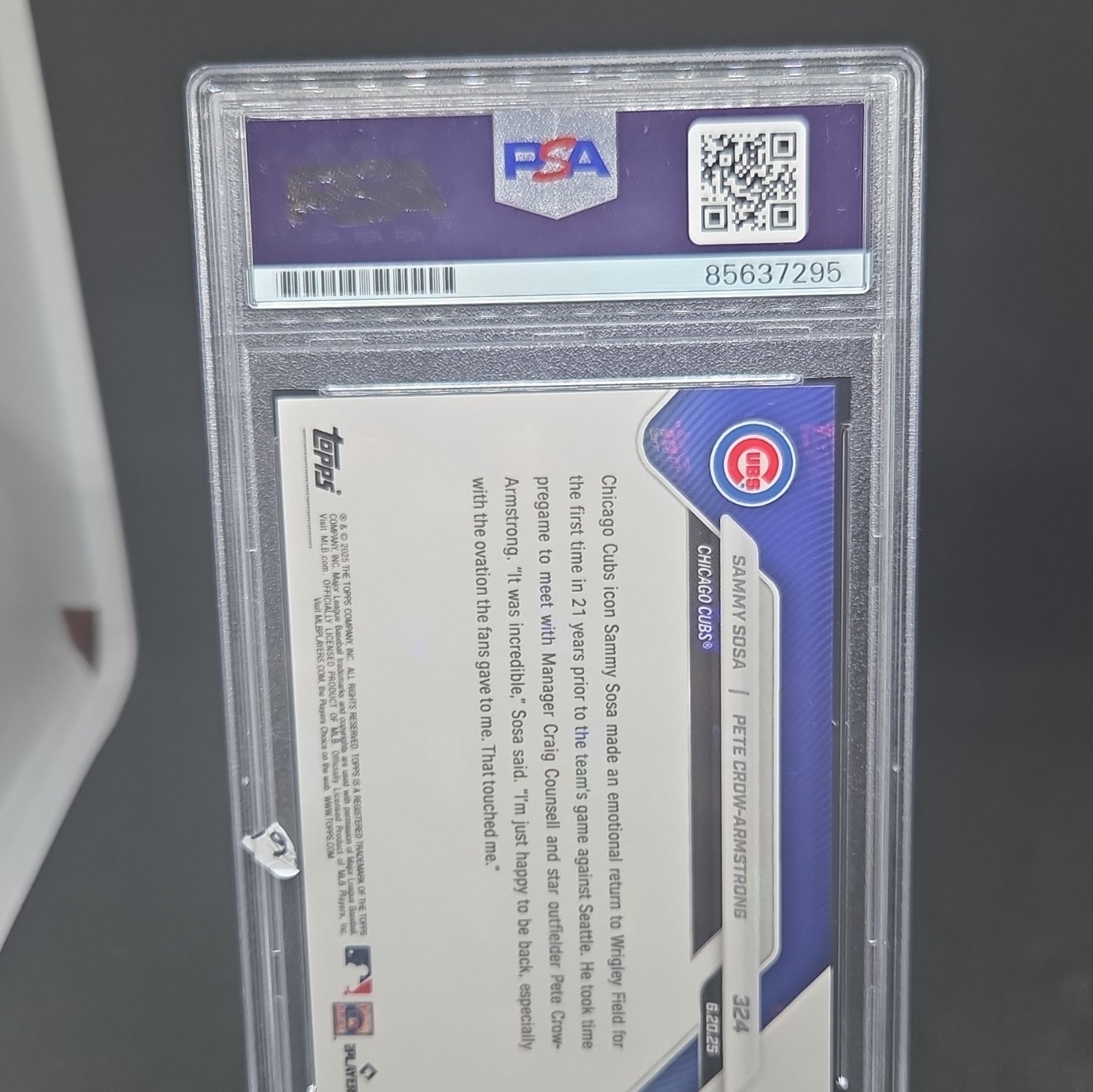 Topps Now 2025 #324 Sammy Sosa/Pete Crow-Armstrong Auto PSA 85637295 view 6