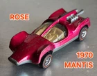 Hot Wheels Redlines EXC ©1970 Rose Mantis USA Good Paint pipe bent easy to fix