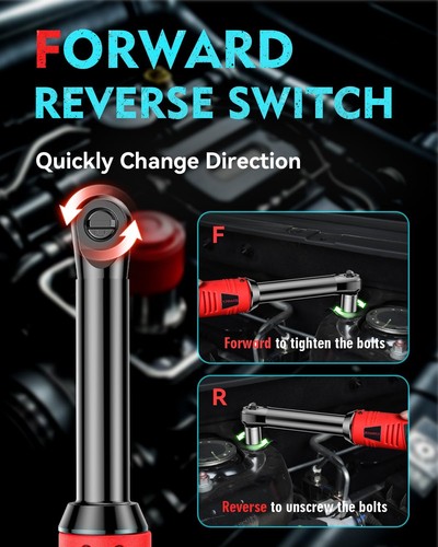 3/8" Cordless Ratchet Wrench, 6" Extended Electric Ratchet Wrench, 40 Ft-Lbs ... - Picture 6 of 8