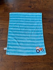 Baby Essentials Blue Soft Blanket Appliqued Tractor 29x36 Excellent