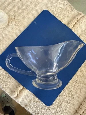 Glass Gravy Dish With Handle Clear Used - Image 1 of 4
