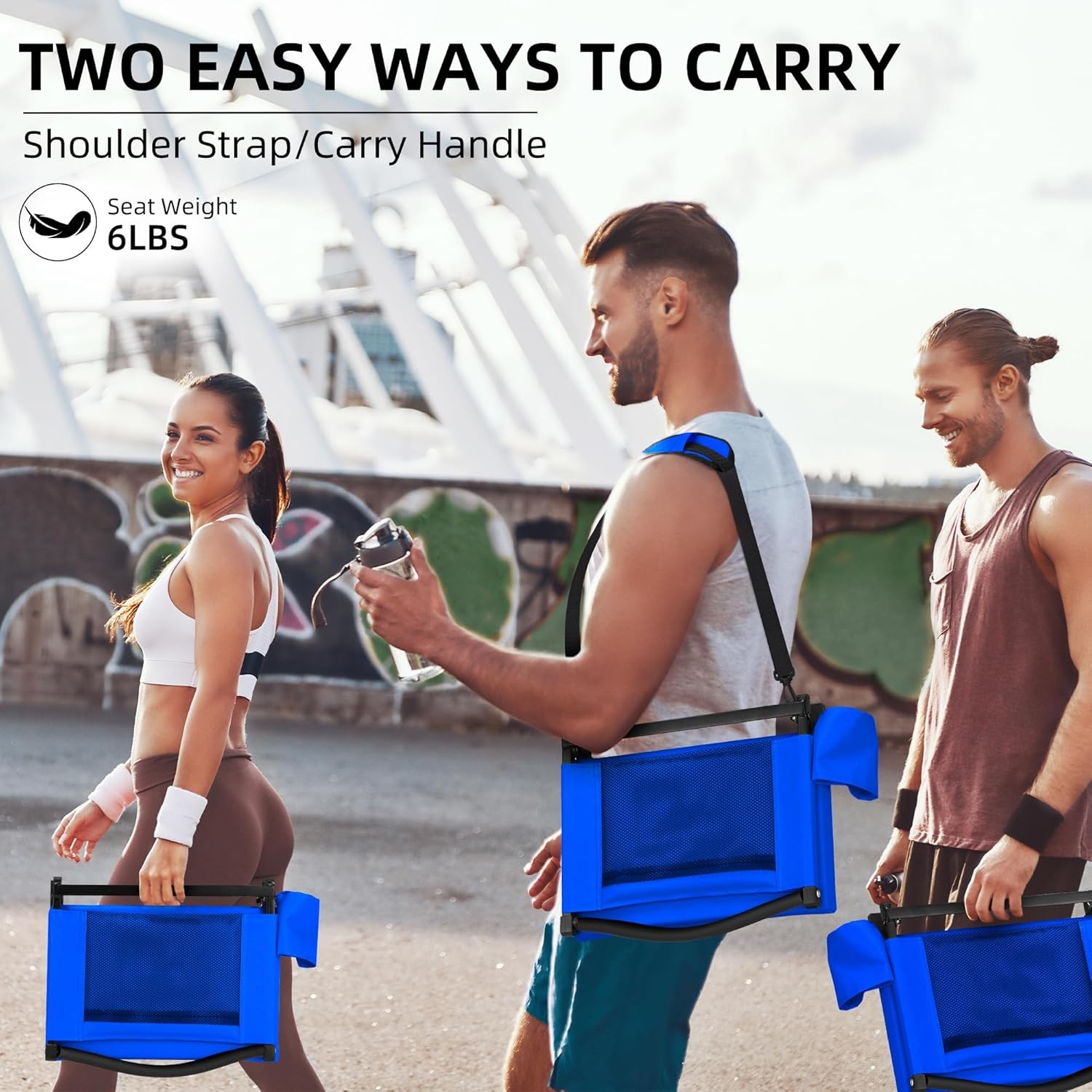 HABUTWAY Stadium Seats with Back Support and Thick Cushion 1 PC, Blue 