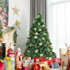 NNECW 1.5m Artificial Christmas Tree with Pine Cones for Decorations