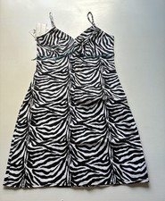 Vtg Y2K 90s Spaghetti Strap Dress Zebra Print New With Tags Large