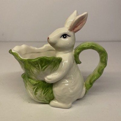 Corner Ruby Spring Collection Cabbage & Bunny Ceramic Creamer Green and Pink