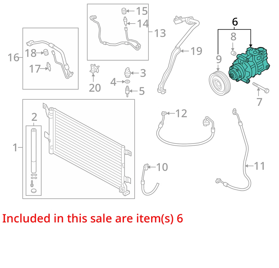 Compresor de aire acondicionado compatible con 17-20 AUDI A4 5419887 Foto 3 de 4