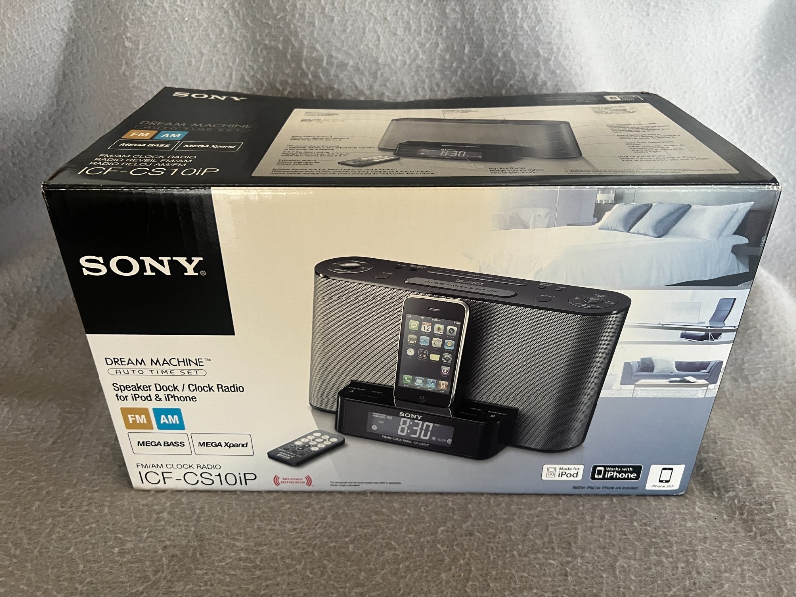 SONY ICF-CS10IP AUDIO DOCK WITH CLOCK & RADIO FOR iPhone/iPod BLACK NEW NIB