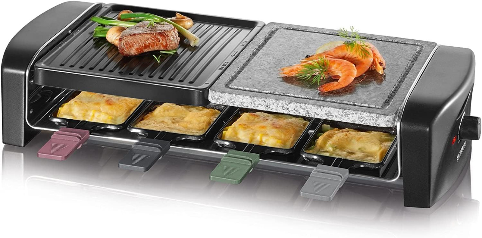 Severin RG 9645 Griglia per Raclette 1400W Nero - Party Grill 8 Persone