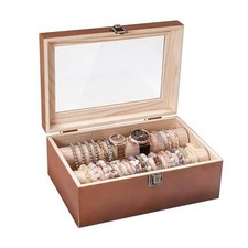 Wooden Bracelet Display Holder with Rods for Bangles  Watches   Brown Jewelry