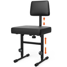 Keyboard Bench Padded Cushion Height Adjustable 22in - 22in Black Thick GLEAM