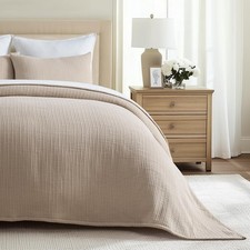 EVERGRACEHOME Cotton Gauze Matelass  Coverlet King Size Khaki Tan Ultra Soft
