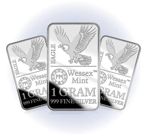 NEW - (Five) 5-1 Gram Silver Eagle Bars - Wessex Mint - FREE SHIPPING