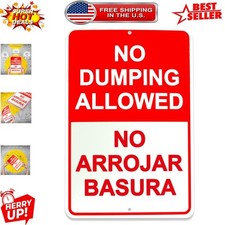 Durable 8x12 No Dumping Sign - Bilingual Outdoor Warning for Private Property