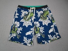 Tommy Bahama Board Shorts Men 34 Blue Floral 9" Surf Swim Trunk Beach Resort