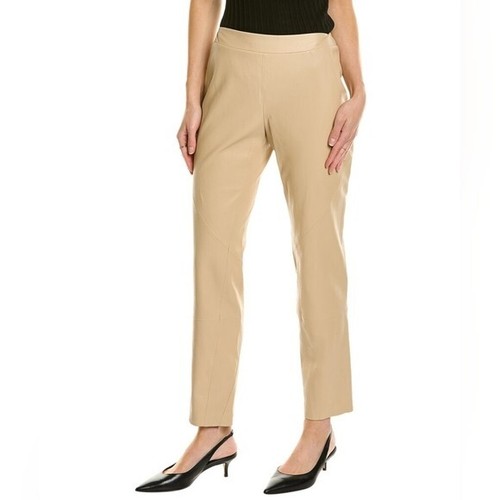 Lafayette 148 New York Cream Beige Leather Pants Size 12