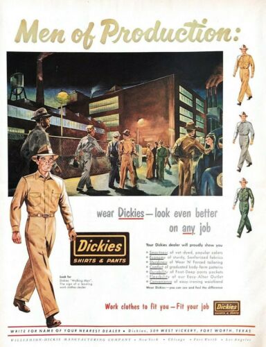 1952 Dickies Shirts And Pants Vintage Print Ad Men Of Production