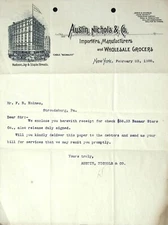 1900 Austin Nichols & Co. Letterhead Wholesale Grocers New York Ephemera