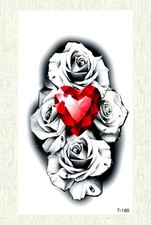 rose red heart temporary tattoo fake tattoos for sale