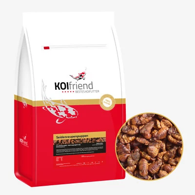 Koifutter Seidenraupen 3 kg PREMIUM ca. 10 L getrocknet Fischfutter Raupen Teich
