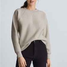 Everlane The ReNew Fleece Raglan Sweatshirt Sandstone Tan Size XS