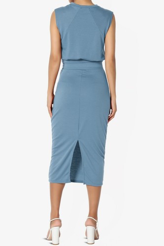 TheMogan S~3X Baby Terry Semi Crop Tank Top & Pencil Calf Midi Skirt 2 PC SET - Picture 52 of 218