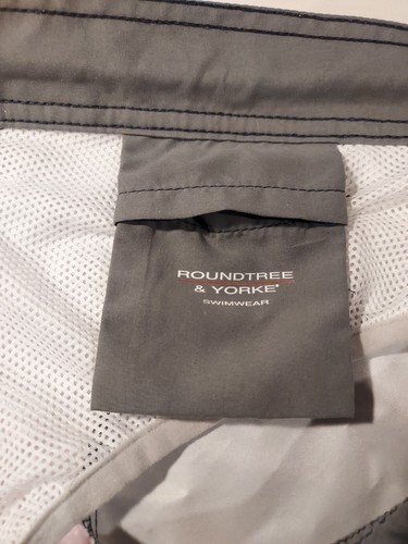 Roundtree & Yorke Swim Trunks Mens Gray Stripe Board Shorts Men's Size XXL 44 - Picture 3 of 8