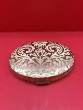 Vintage Gold Lame Pattern Avon Makeup Compact Powder Looks Unused