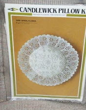 Candlewick Pillow Kit Round Spiral Flower with Lace M.H. Yarns NEW Fast Shipping