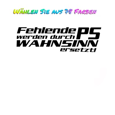 Auto Aufkleber Fehlende Ps Werden Durch Wahnsinn Ersetzt tuning Bis 20cm Deko 