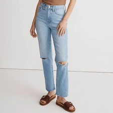 Madewell The Perfect Vintage Straight Jean Westanna Wash Knee-Rip Size 24