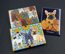 French Bulldog Art Magnet Set Handmade Dog Gifts and Kitchen Fridge Decor