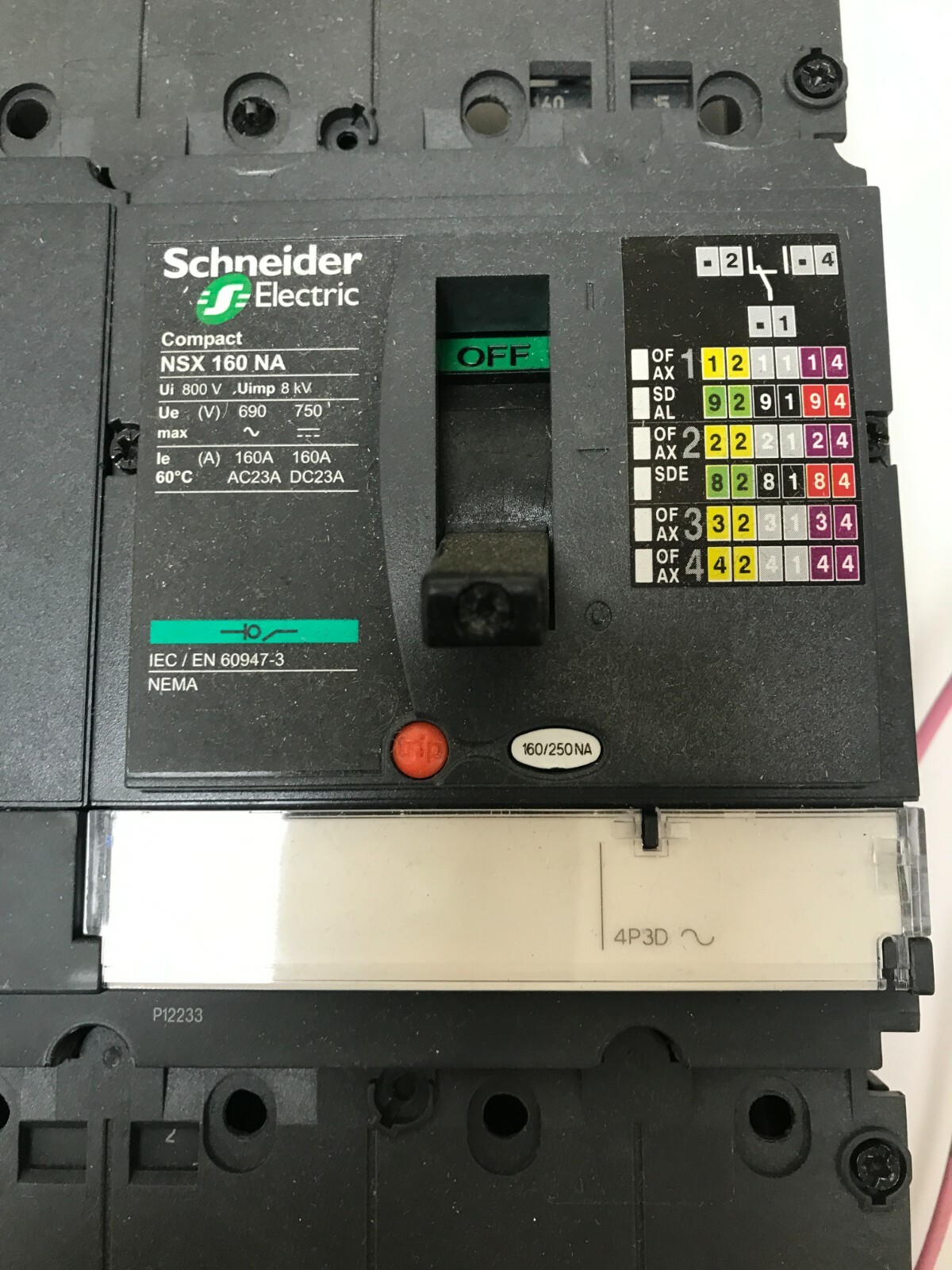 SCHNEIDER 250a MCCB MERLIN GERIN NSX160NA 4 POLE + NON AUTO LV430639 (B348) eBay