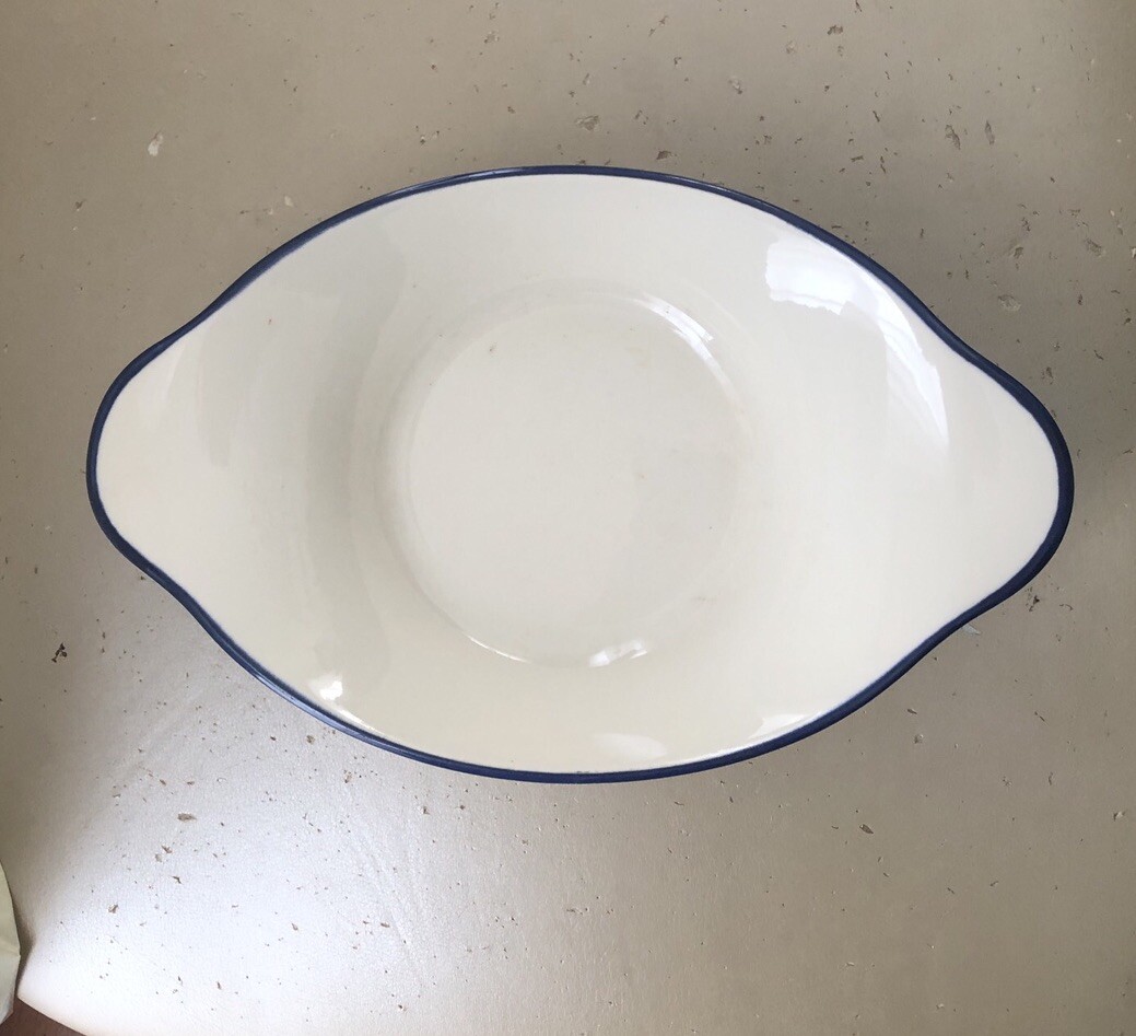 Pfaltzgraff Au Gratin Baking Serving Dish Blue Green Bands X