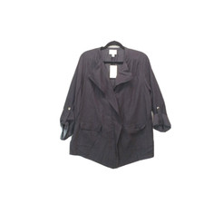 NWT NINEWEST $60  Blazer Jacket Size L(12-14) Women Full Zip Rayon Office Black