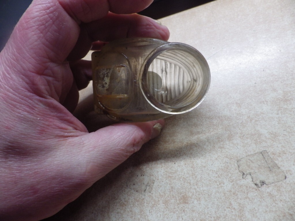 Vintage ANTIQUE Clear Glass Bird Seed Cage Feeder Water Cup Art Deco USA