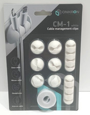 Cable Management Clips  Fastening Tape Pack of 8 Clips 1 Tape ONKRON CM1, White
