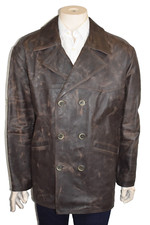 Trench Uomo Vera Pelle Giacca Cuoio Cappotto Doppiopetto Soprabito Invernale 52