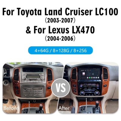 10''Car Stereo Radio Android Navigation 128GB For Toyota Land Cruiser LC100/LX470