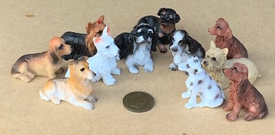 Puppenhaus verschiedene Resin Hunde (15) Tiergarten Maßstab 1:12 Welpe ML23 tumdee