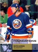 Butch Goring autographed hockey card (Islanders) 2002 Upper Deck Foundations #60