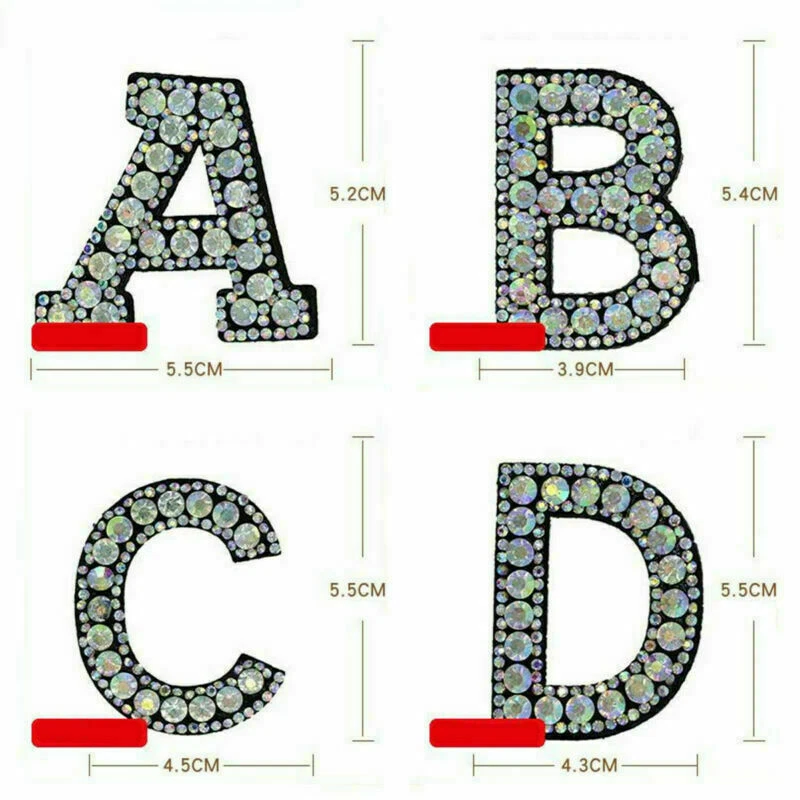 A-Z Letter Rhinestone Patch Iron-on Patches Garment Applique Clothing Stickers - Image 4 of 4