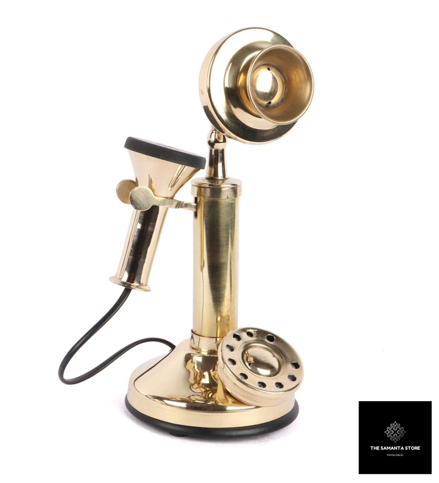 Vintage Brass Candlestick Telephone Replica Antique Rotary Dial Home