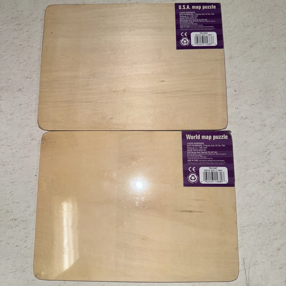 2 Vintage Battat 2005 Wooden World USA Map Puzzles Geography Homeschool NEW - Image 2 of 2