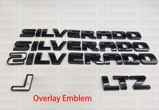 Overlay Emblem For Silverado 07-19 Door Tailgate Badge Gloss Black Letters