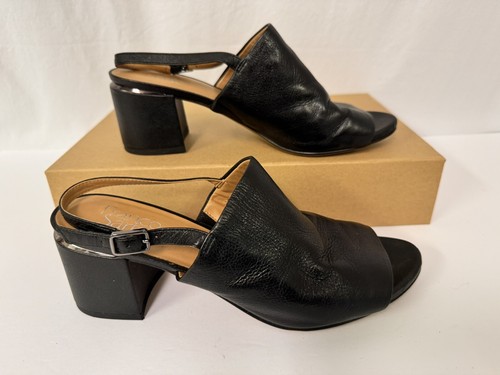 Sandalia de tacón Franco Sarto Marielle para mujer talla 9 tacones con detalle de cuero negro - Imagen 2 de 10