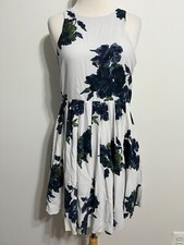 Free People Sleeveless Fit & Flare Swing Dress Bone & Ink Floral Size 2