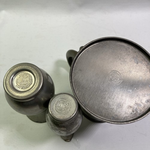 Lot of 3 Vtg Royal Holland Pewter Beer Mug Stein Daalderop Cup Silver Tone 4" - Picture 3 of 10