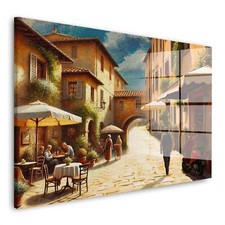 Italienische Gasse mit Café Acrylglas Wandbild Bild Wanddeko Wohnzimmer XL